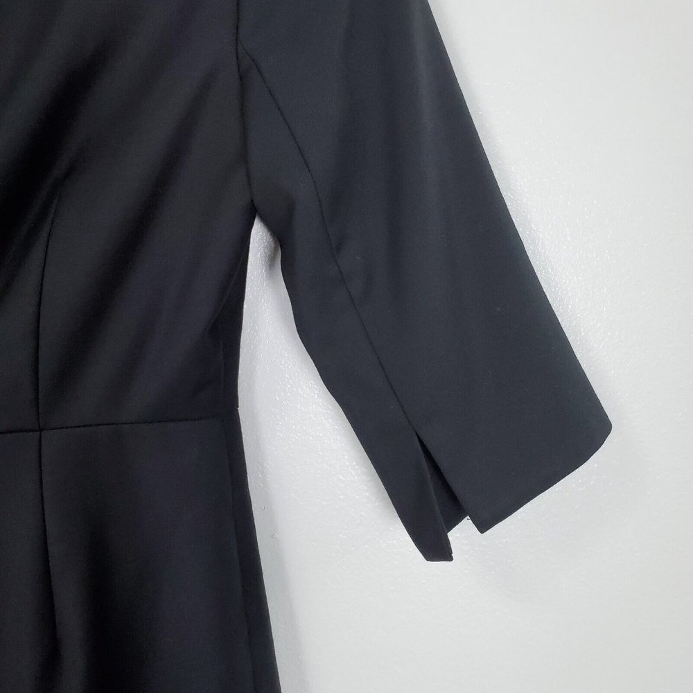 J Crew Dress Womens 0 Petites Black Wool Sheath 3/4 Sleeves Classic Cocktail - Picture 7 of 13